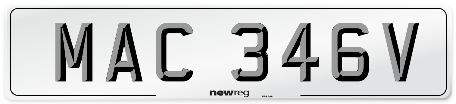 MAC 346V Number Plate from New Reg